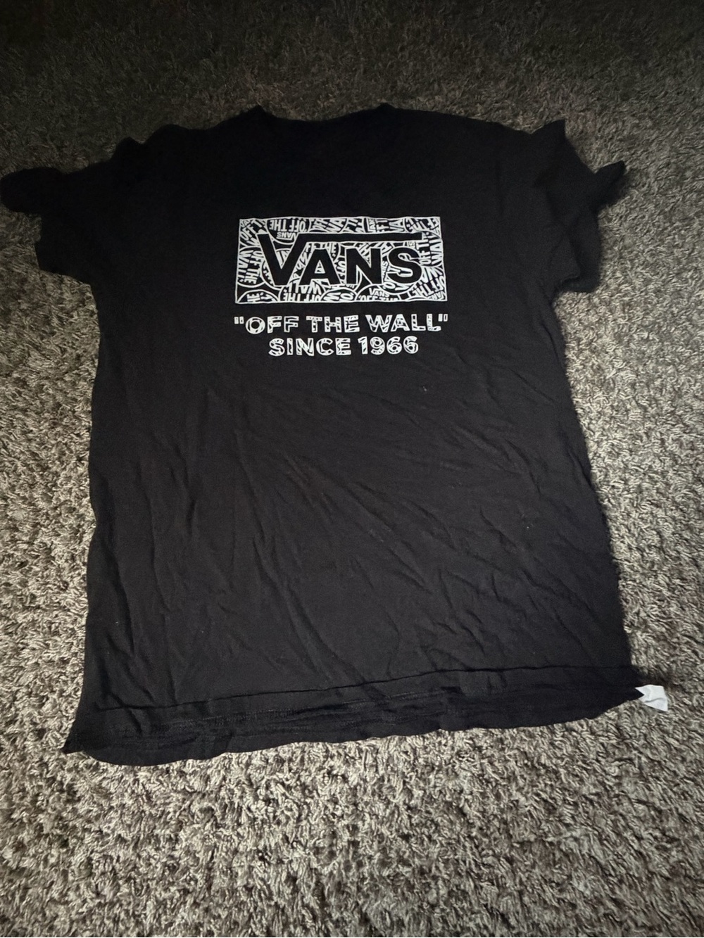 Vans Black Tee with White 'Off The Wall' Logo